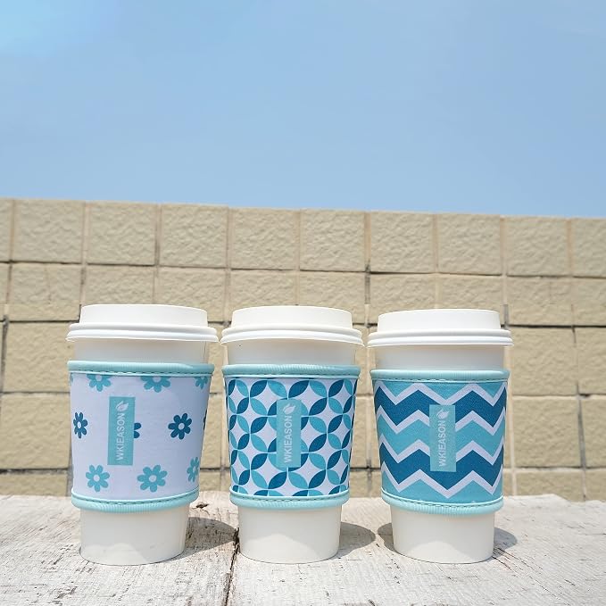 WK IEASON Reusable Hot Cup Insulator Sleeves Neoprene Hot Tea Cup Holder - Image 7