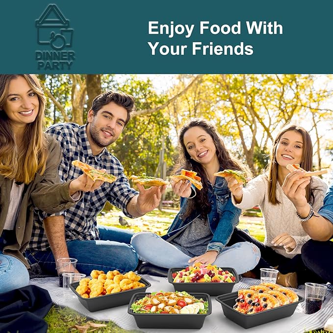 WGCC Meal Prep Containers, 50 Pack Extra-thick Food Storage Containers with Lids, Disposable & Reusable Plastic Bento Lunch Box, BPA Free, Stackable, Microwave/Dishwasher/Freezer Safe (24 oz)