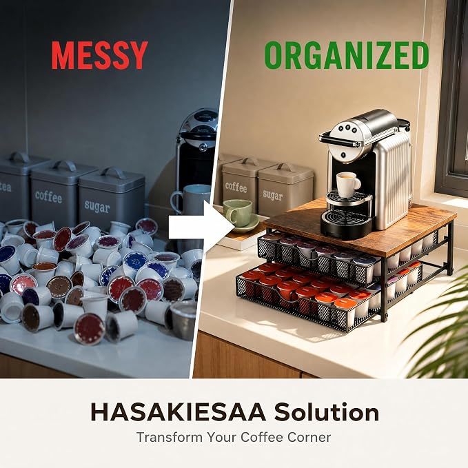 Coffee Pod Organizer 2 Tier Coffee Pod Drawer Holder 72 Capacity K Cup Coffee - Image 8