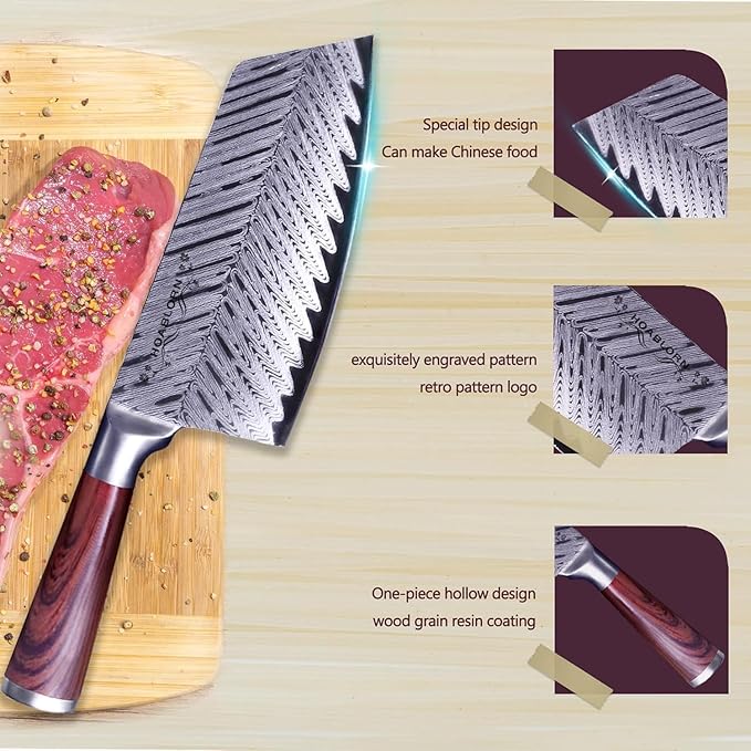 Damascus Knife Block Set 15PCS Kitchen Knife Set with Block Premium Chef Knife Stainless Steel,Japanese Kitchen Knife, with Exrtra Cutting Board Wine Corkscrew Set