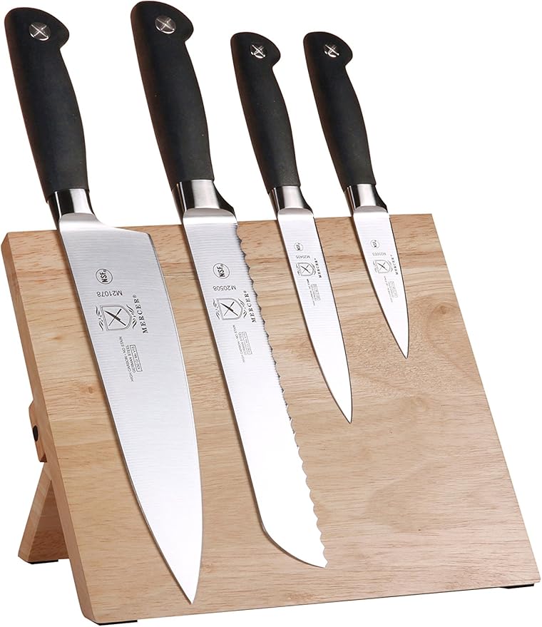 Mercer Culinary Genesis 5-Piece Magnetic Board Set, Rubberwood,Black