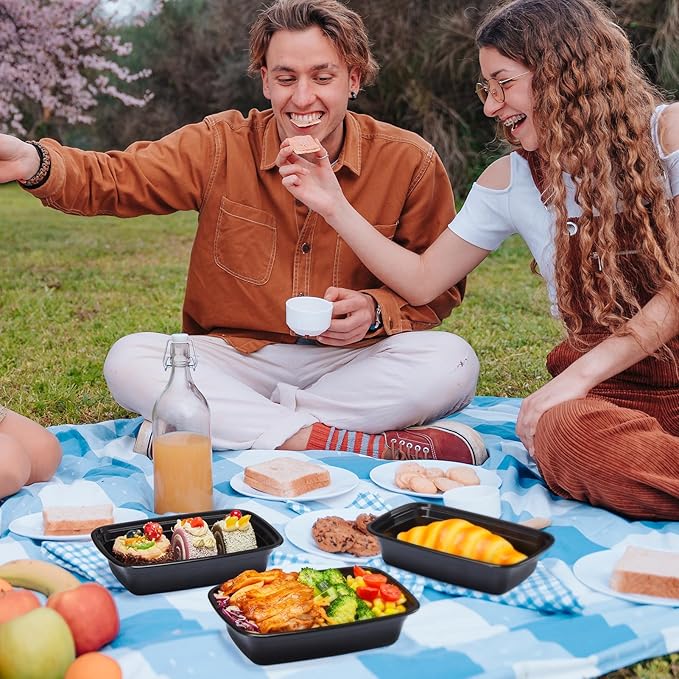 Glotoch 34oz Meal Prep Containers, 10 Pack (20-Piece) Reusable Food Prep Containers with Lids Microwave, Freezer, Dishwasher Safe Leakproof Durable Plastic Food Storage Lunch Box To Go Take Out