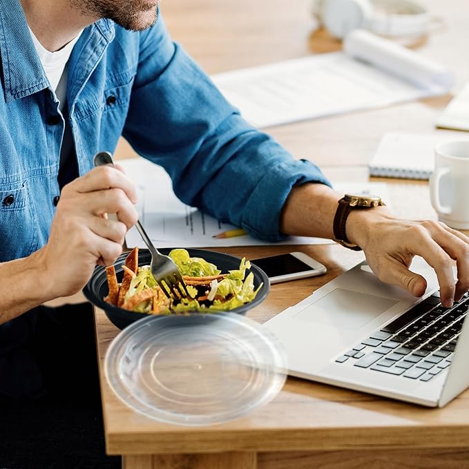 Comfy Package [Case of 150 24 oz. Round Meal Prep Containers Reusable - Microwaveable, Dishwasher and Freezer Safe, BPA-Free, Portion Control and Convenience Food Storage with Lids, Stackable