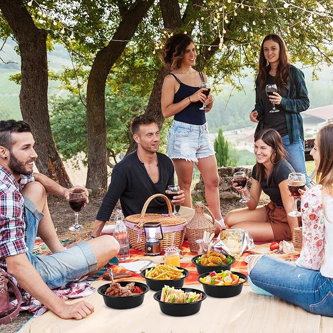 WGCC Meal Prep Containers with Lids - 50Pack 32OZ Meal Bowls, Round To Go Containers, BPA-Free, Freezer & Dishwasher Safe