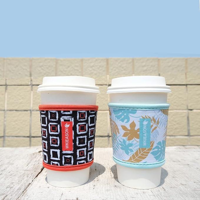 WK IEASON Reusable Hot Cup Insulator Sleeves Neoprene Hot Tea Cup Holder - Image 7