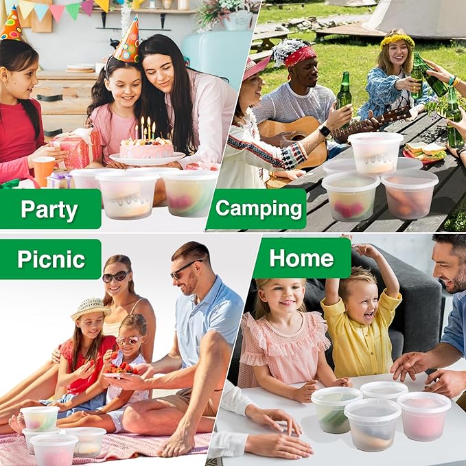 Deli Food Containers with Lids 16 oz-20 Pack Meal Prep Containers Food Storage Containers with Lids Stackable, Leakproof, BPA Free, Microwave Dishwasher Freezer Safe for Takeout Meal