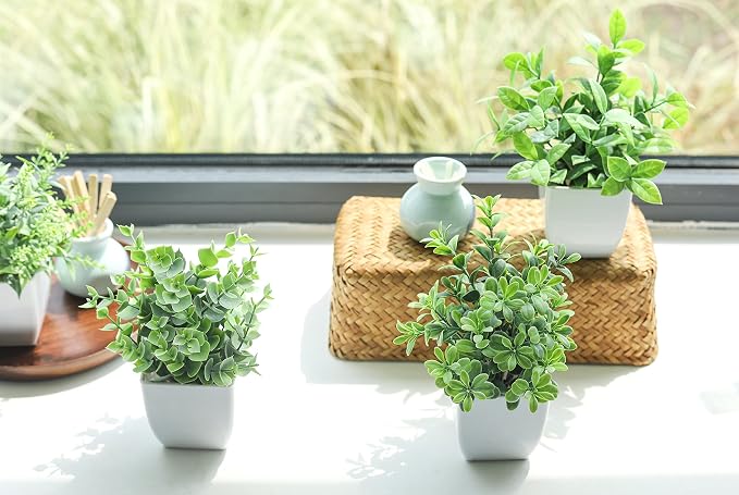 Der Rose 4 Pack Fake Plants Mini Artificial Greenery Potted Plants - Image 6