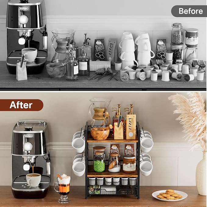 Plaviya Coffee Bar Station Organizer, 4 Tier K Cup Organizer Mug Holder - Image 8