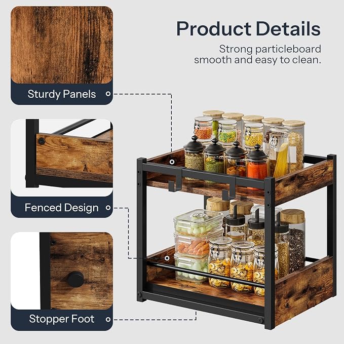 HOOBRO Kitchen Countertop Organizer, Corner Shelf Organizer, 2-Tier Spice Rack - Image 9