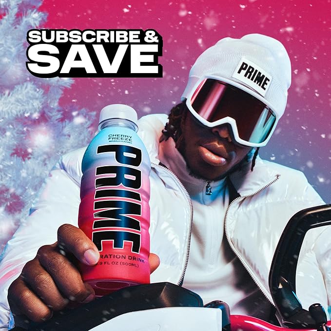 PRIME Hydration CHERRY FREEZE, Sports Drinks, Electrolyte Enhanced for Replenishing Fluids, 250mg BCAAs, B Vitamins, Antioxidants, Low Sugar, 16.9 Fl Oz, 12 Pack