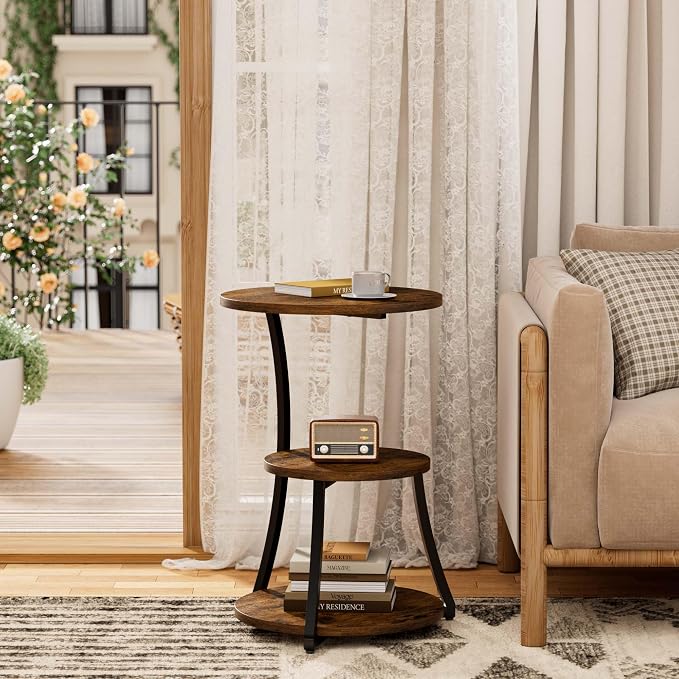 Round Side Table, 3-Tier End Table - Image 9