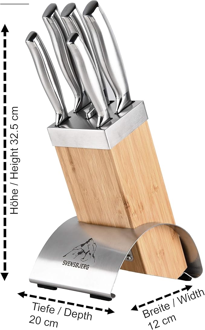 Kitchen Knives Set with Block, Sharp Stainless Steel Chefs, Bread, Paring, Slicing, Utility Knives | SB-MB101-KS101