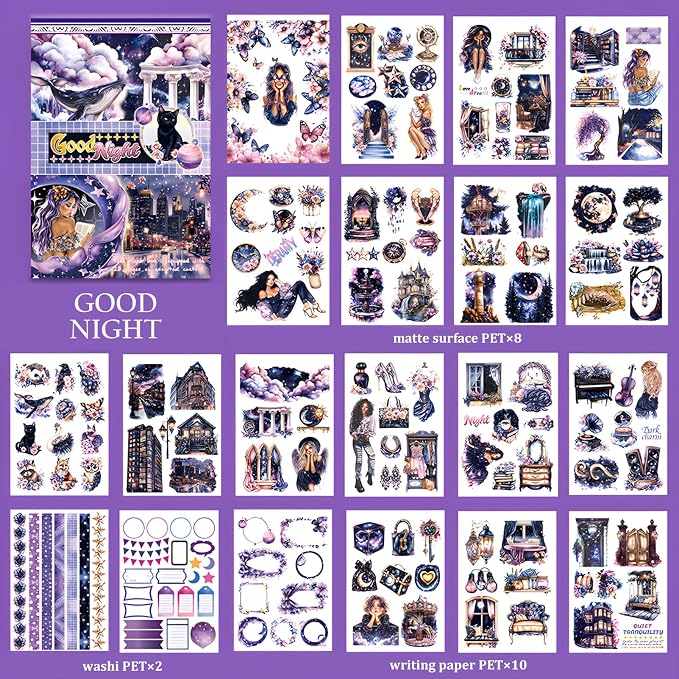 Snycler Good Night Theme Sticker Scrapbooking Supplies - Image 6
