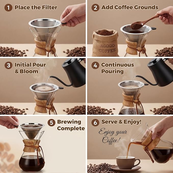AGOGO Pour Over Coffee Maker Glass - Image 9