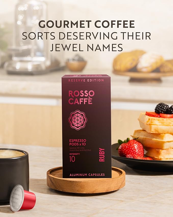 ROSSO CAFFÈ Espresso Coffee Pods for Nespresso Original Machines - 80 Capsules Dark Roast Intense Pack, 4 Strong and Robust Flavors - Made in Italy