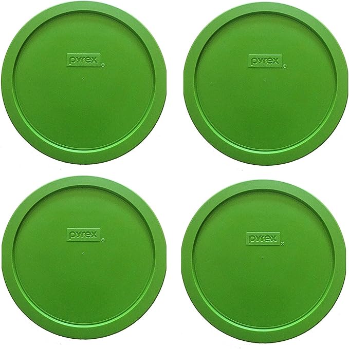 Pyrex 7402-PC 6/7-Cup Green Plastic Food Storage Lids, Made in USA - 4 Pack