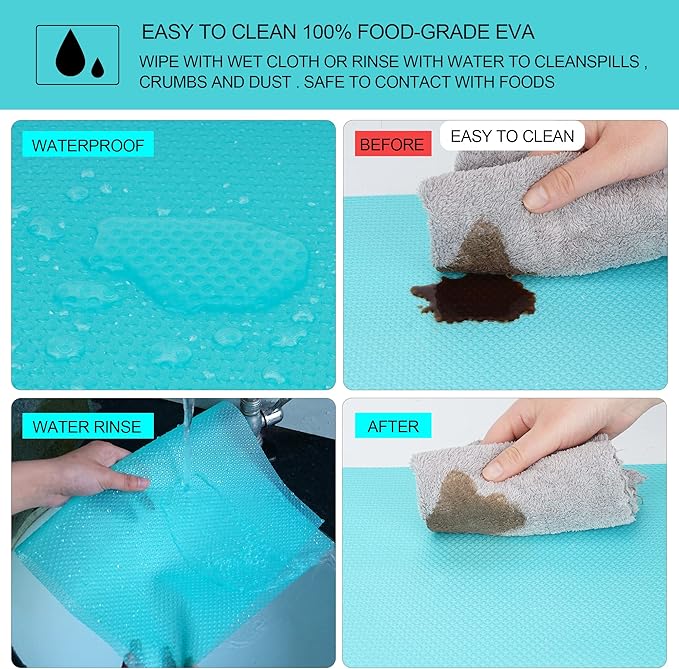 8 Pcs Refrigerator Liners Mats Washable, Refrigerator Mats Liner Waterproof Oilproof, Shinywear Fridge Liners for Shelves, Cover Pads for Freezer Glass Shelf Cupboard Cabinet Drawer (8 Clear)