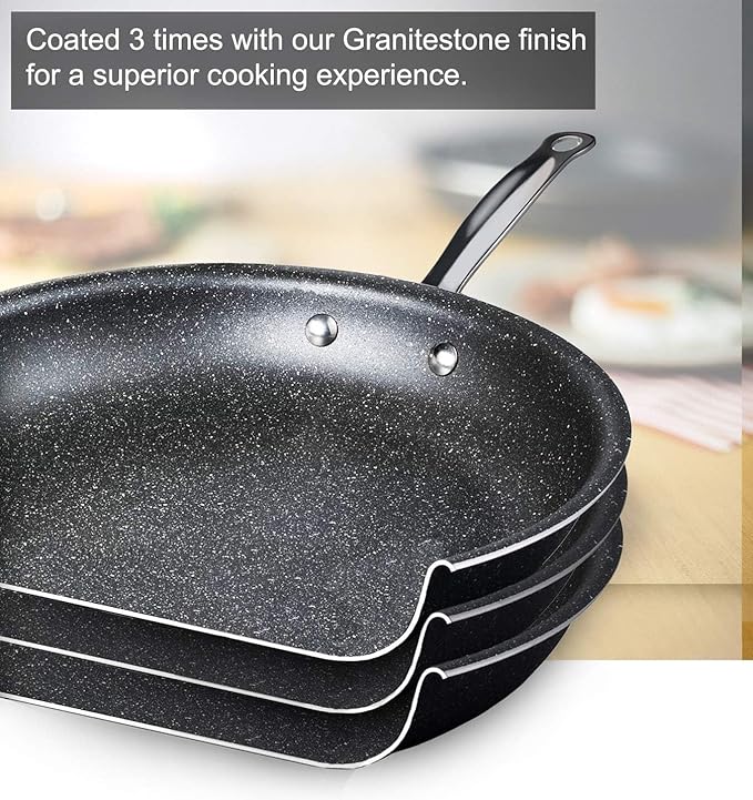 Granitestone 10" Non-Stick Frying Pan with Mineral/Diamond Coating for Long long-lasting nonstick Frying, Skillet for Cooking with Stay Cool Handles, Oven/Dishwasher Safe, Non-Toxic