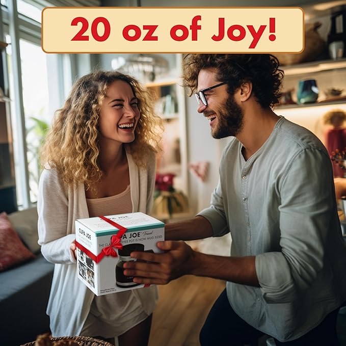 Electric Mug Warmer + Cupa Joe 20oz Diner-Style Mug Gift Set – Borosilicate Glass with Spill-Proof Lid – Unique Coffee Cup for Home, Coworkers, or Desk Use