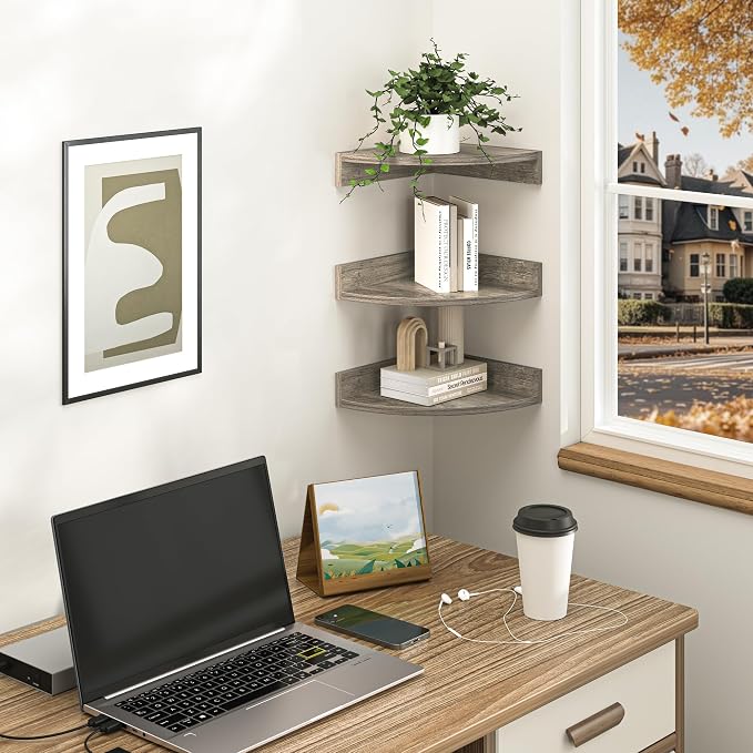 Fun Memories Corner Shelf Wall Mount, Wood Floating Corner Shelves, Corner Wall - Image 7