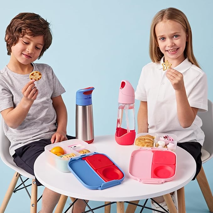 b.box Mini Lunch Box, Bento Box for Kids, Snack Container with 2 Leak Proof Compartments, Reusable Snack Containers with Lids, Kids Lunch Boxes Ages 3+, BPA Free, 4 1/4 Cup Capacity (Lemon Twist)