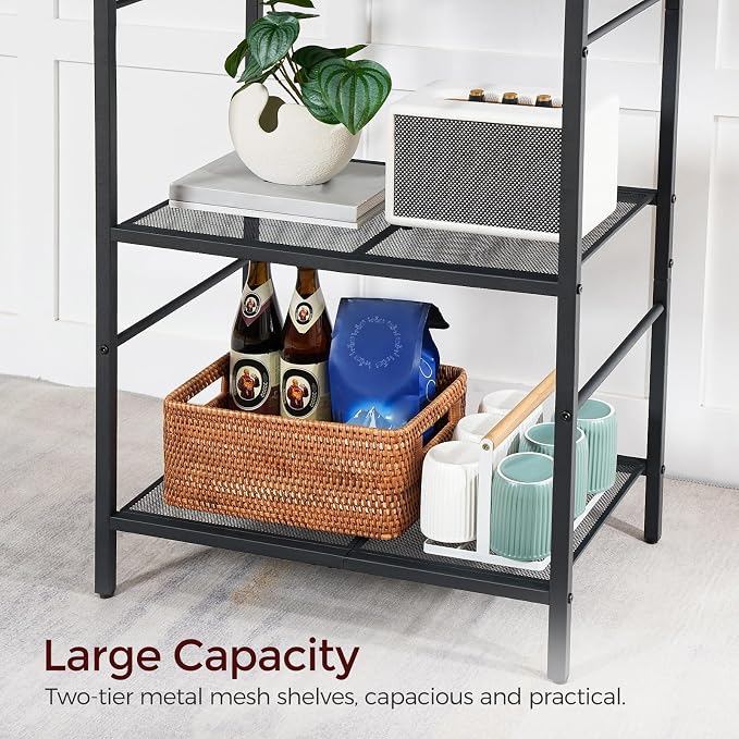 MAHANCRIS Bakers Rack with Power Outlet, Kitchen Storage Shelf with 6 Hooks - Image 9