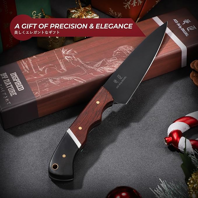 Kitchen Utility Knife From Japan - Small Chef Knife 5 Inch Forged from a Single Piece of High Carbon ATS-34 Steel, Full-Tang Paring Knife with Walnut Handle for Fruit and Vegetable, Ideal Gift