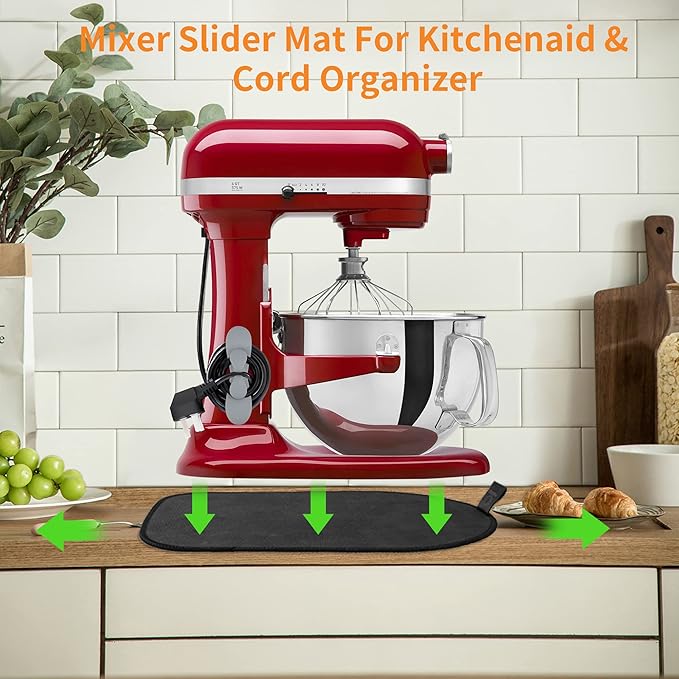 Sliding Mat for Kitchenaid Mixer, Mover Mat Pad for 5-8Qt Bowl Lift Stand Mixer, Kitchen Appliance Slider Compatible for Pro 600 Stand Mixer with Grey Kitchen Accessory, Kitchen Aid Mixer Accessories