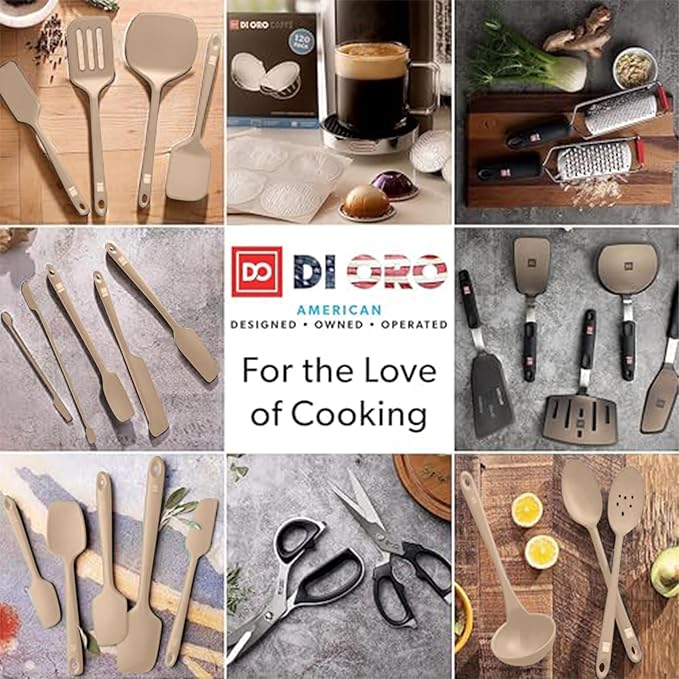 DI ORO Silicone Spoon Spatula - 600°F Heat-Resistant Large Silicone Spoonula Scraper - BPA Free Nonstick Cookware Safe Rubber Kitchen Utensil for Baking, Cooking, & Mixing - Dishwasher Safe (Clay)