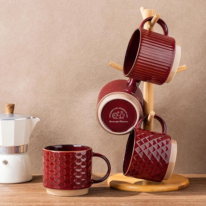 GBhome 12 OZ Stackable Coffee Mugs, Ceramic Coffee Mugs - Image 9