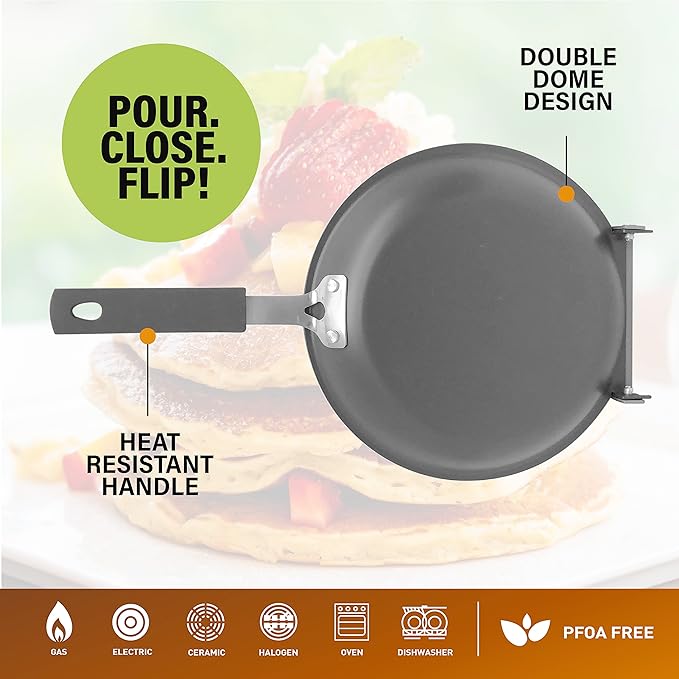 Gotham Steel Double Sided Pan, The Perfect Pancake Maker – Ceramic Nonstick Copper Easy to Flip Pancake Griddle for Fluffy Pancakes, Omelette Maker, Frittata Maker & More! Dishwasher Safe
