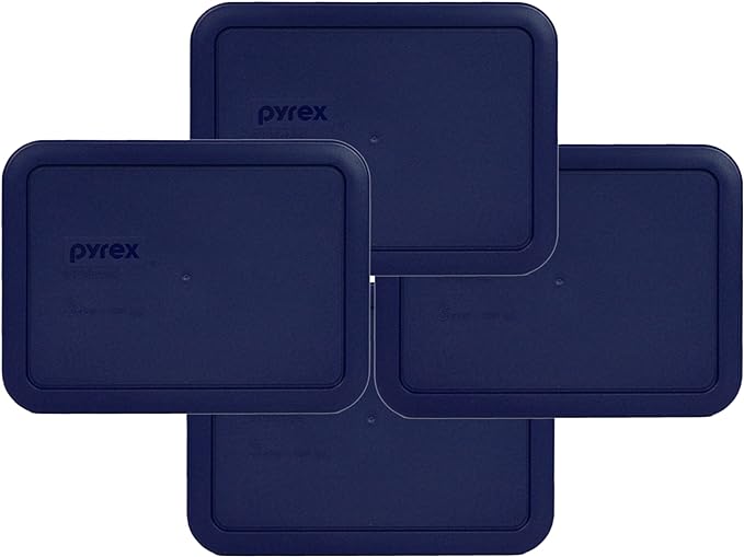 Pyrex Bundle - 4 Items: 7210-PC 3-Cup Blue Plastic Food Storage Lids