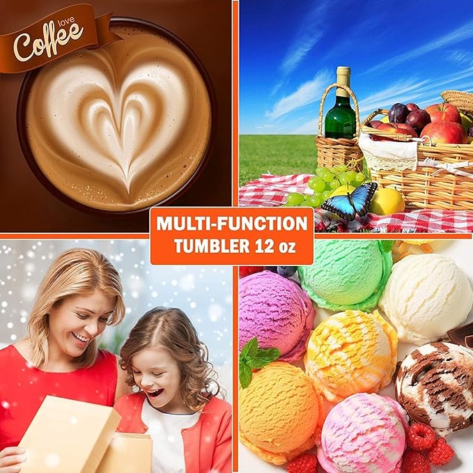 CHILLOUT LIFE 12 oz Stainless Steel Wine Tumblers 4 Pack - Double Wall Vacuum Insulated Wine Glasses Cups with Lids and Straws Set Keeping Cold & Hot for Coffee, Beer, Ice Cream - Carrara Marble