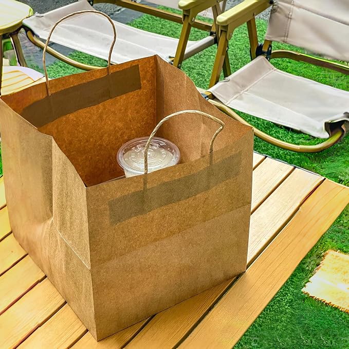 Take-Out Paper Bags and Four Drink Paper Trays 25 Pack, Four Cup Carrier Tray - Image 7