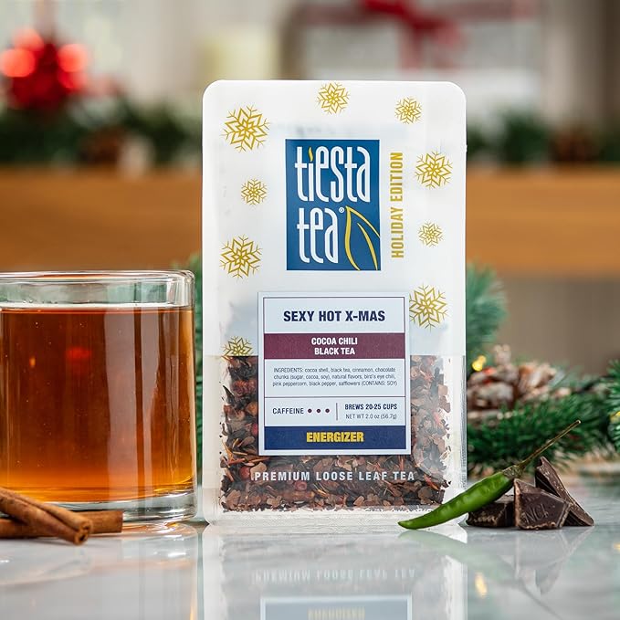 Tiesta Tea - Santa's Bag Tea Gift Set, High to Non Caffeinated Variety Pack, Make Hot & Iced, Assorted Blends with Black, Rooibos, and Herbal, 5 Individual Resealable Pouches