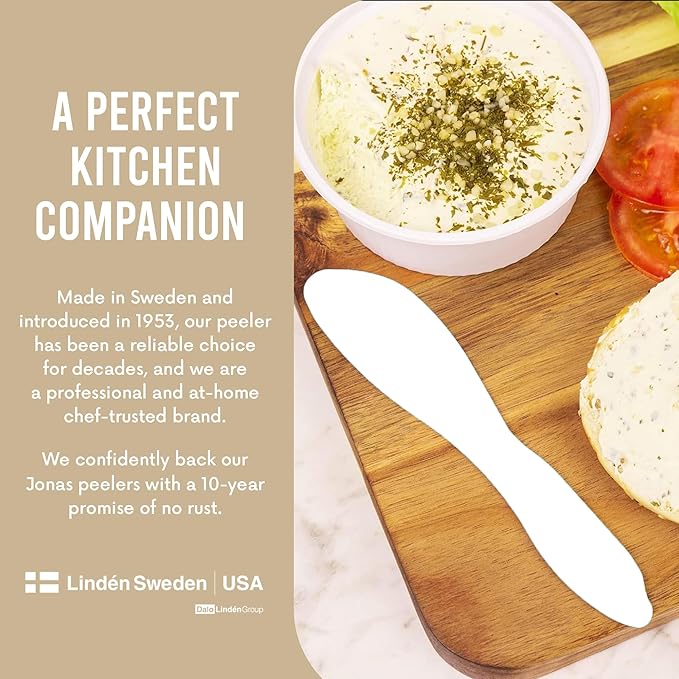 LINDEN SWEDEN Multi Purpose Spreaders | Versatile Butter Knife for Soft Cheese or Frosting | Safe for Kids | BPA-Free and Dishwasher-Safe | Set of 2 Spreaders Each | Made in Sweden | White