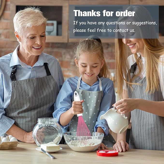 Pink Silicone Whisk, Sealed Waterproof Design Set of 3, Professional Kitchen Whisks for Cooking Non-Scratch, Silicone&Stainless Steel Whisk, Heat Resistant 480°F Rubber wisk, BPA free