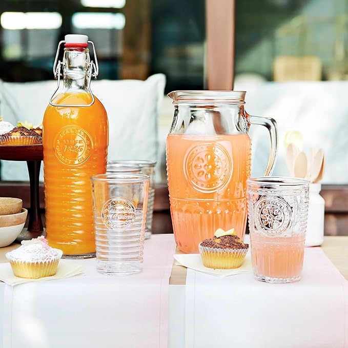 Bormioli Rocco Romantic Set Of 6 Tumbler Glasses, 11.5 Oz. Clear Crystal Glass, Made In Italy.