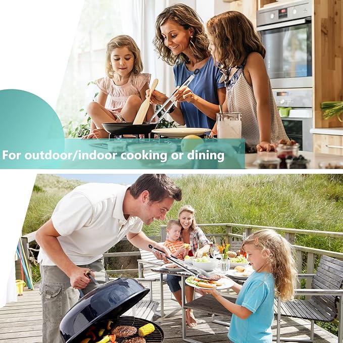 Grill Tongs, 17 Inch Extra Long BBQ Tongs, Premium Stainless Steel Metal Tongs for Cooking, Grilling, Barbecue/BBQ, Buffet (17", 1PC)