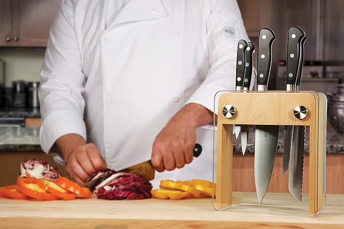Mercer Culinary - M23505 Renaissance Forged Knife Block Set, 6-Piece, Wood Block with Tempered Glass