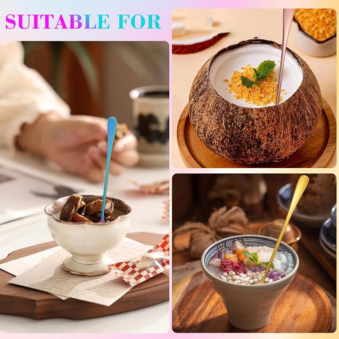8 Pieces Iced Tea Spoons, 7.3 Inch Long Handle Ice Cream Spoon, Stainless Steel - Image 7