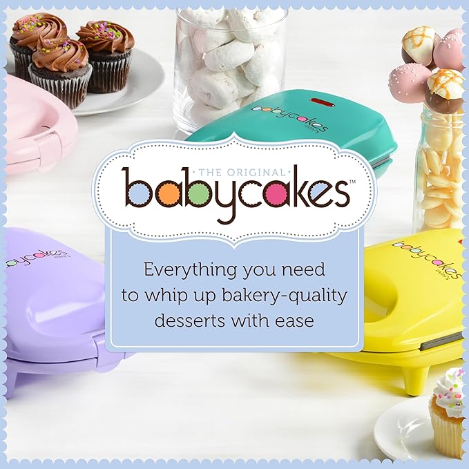 Babycakes Mini Waffle Stick Maker by Select Brands - Mini Waffle Stick Maker for Breakfast - Features Nonstick Coating & Non-Skid Feet - Kitchen Appliance - Makes 4