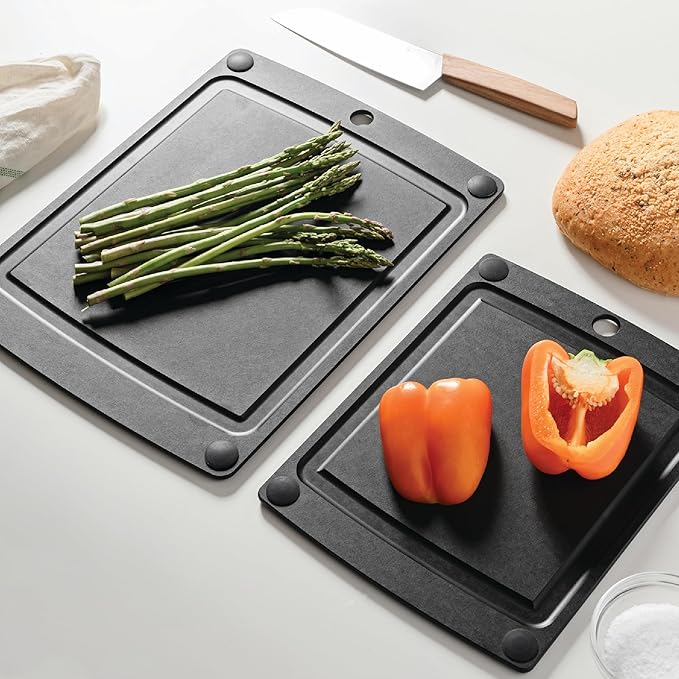 Epicurean All-In-One Cutting Board with Non-Slip Feet and Juice Groove, 11.5" × 9", Slate/Black
