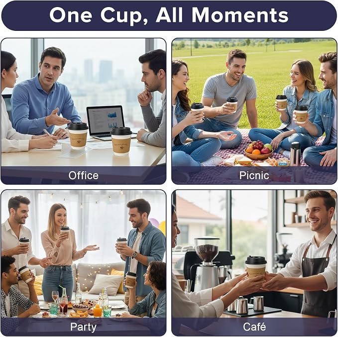 LITOPAK 100 Pack 10 oz Disposable Coffee Cups - Image 7