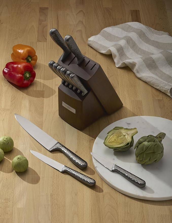 Cambridge Silversmiths Nero Cutlery Set with Block, Stainless Steel,12-Piece