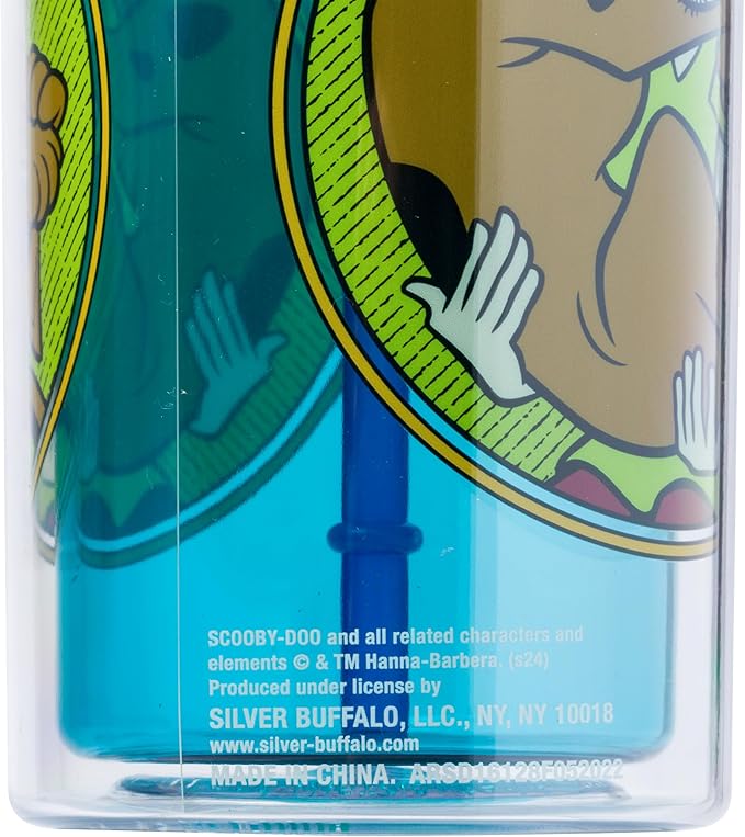 Silver Buffalo Scooby-Doo Plastic Tall Cold Cup with Lid and Straw Featuring Scooby-Doo and Shaggy, 20 Ounces