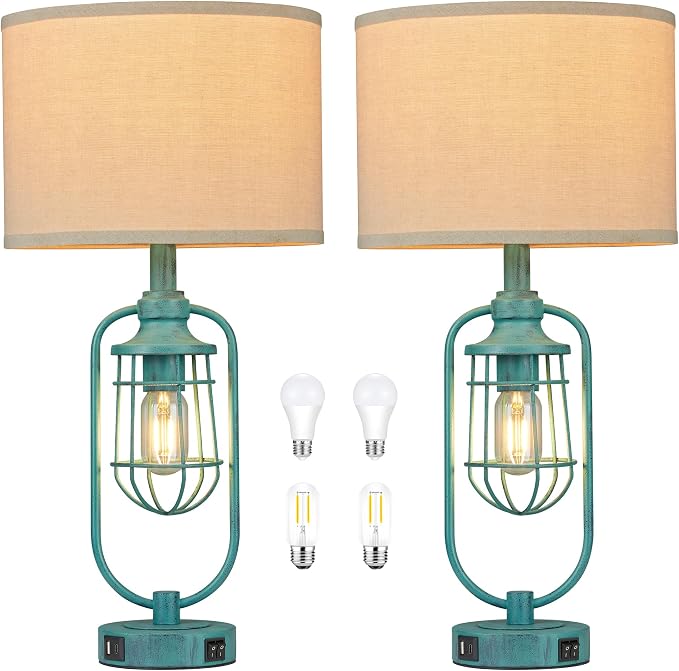 Table Lamps for Living Room End Table Set of 2, Farmhouse Lamps for Night Stands - Image 7