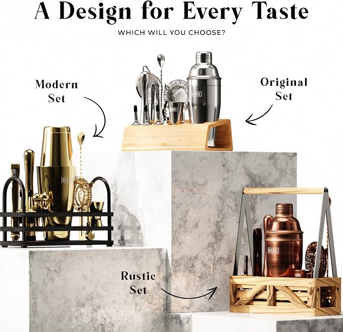 BARE BARREL® Mixology Bartender Kit Bar Set | 16-Piece Cocktail Shaker Set | - Image 9