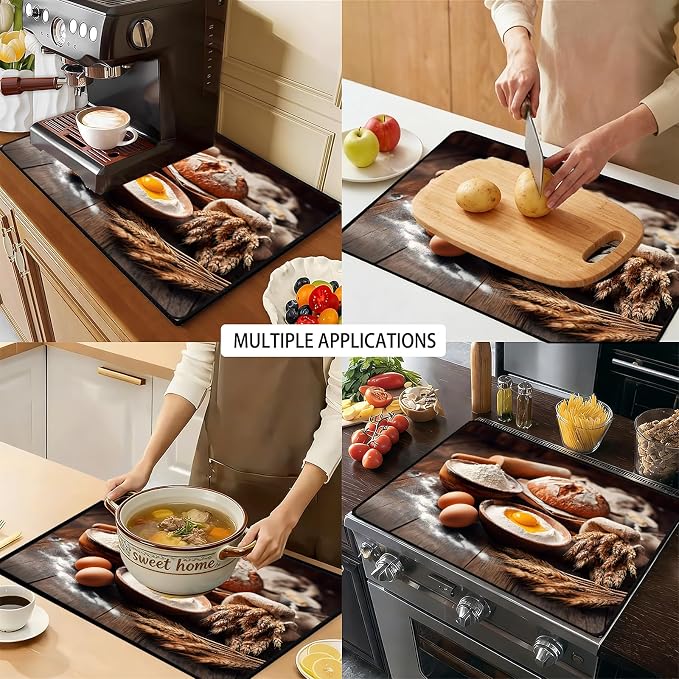 Farmhouse Baking Stove Top Cover 28.3 x 20.5 Inches, Heat Resistant Glass Stove - Image 9
