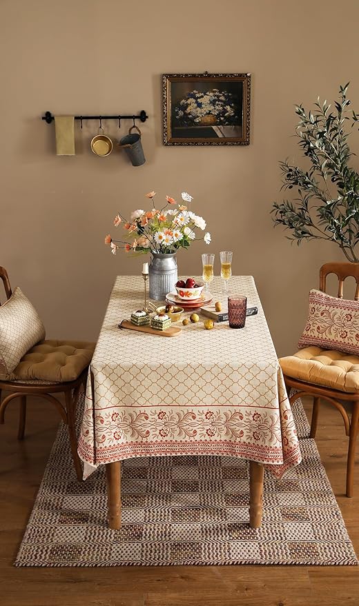 ISAENNE Designer Linen Floral Small Square Tablecloth,Pale Yellow Farmhouse Indoor Table Cloth,Durable Decor Tablecloths for Dining Kitchen Thanksgiving Christmas,55"*55"-Chamonix A